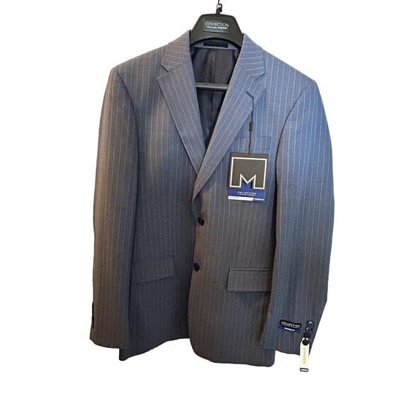 Other - Michael Strahan Collection Suit Jacket Coat Tech Wool 36 Modern Fit Blue Stripe